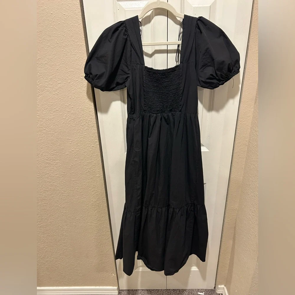 ASTR The Label Poplin Puff Sleeve Tiered Midi Dress ,Large - Picture 9 of 12